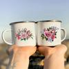 Blumendruck Retro Emaillebecher Kreative Kaffeetassen Sommer Outdoor Picknick Getränke Saft Milch Campingbecher Henkel Trinkgeschirr Geschenke