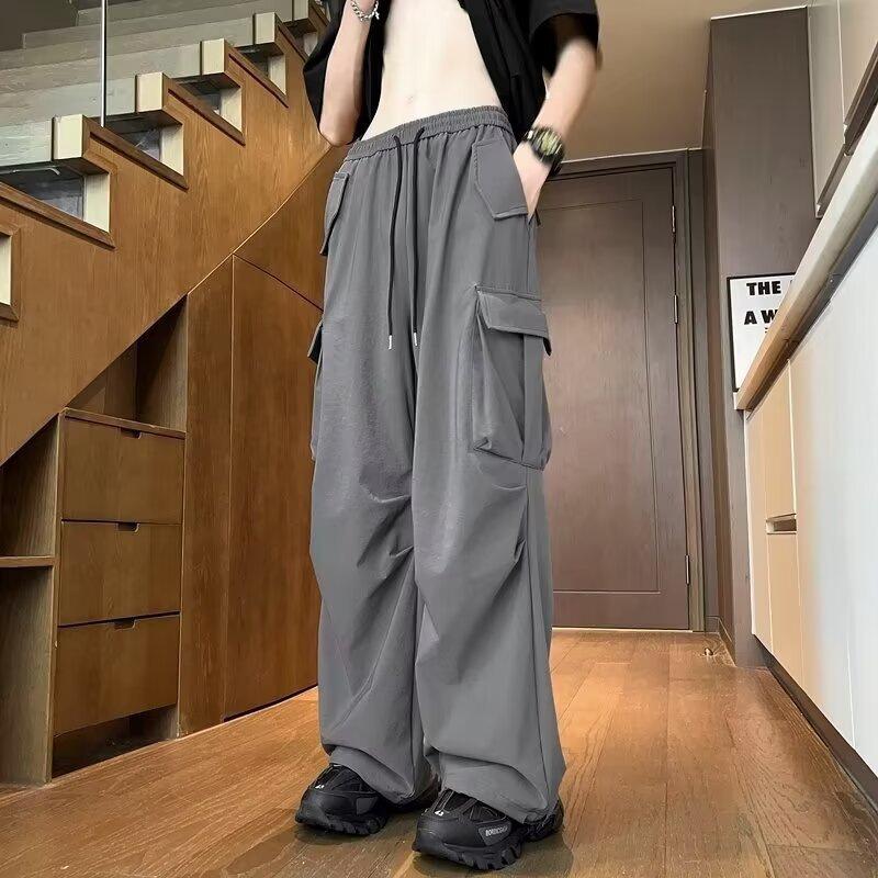 Overalls men's summer tide brand new American functional wind outdoor shock pants high street loose parachute soldier pants