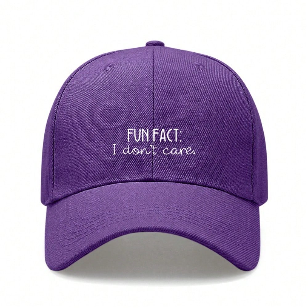 [Casual Baseball Cap] Beige "FUN FACT: I Don't Care." Print Baseball Hat, Adjustable Breathable Lightweight Curved Brim, Daily Wear Sun Dad Hat