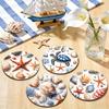 Meeresschildkröten-Untersetzer, Holz-Getränkeuntersetzer im Ozean-Strand-Thema für Zuhause, Café, Rutschfest, Hitzebeständig, Tischdekoration