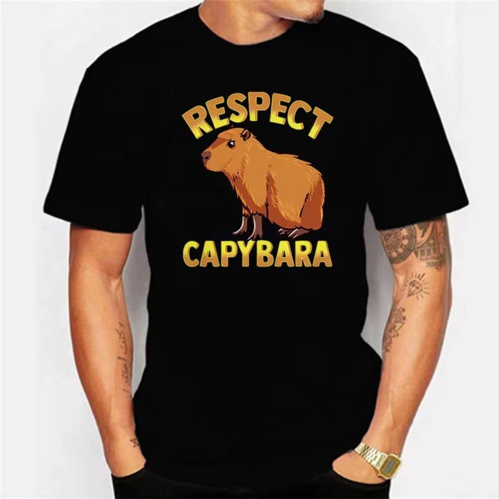 Respect Capybara Animal Print T-shirt Men 2022 Summer Tees Harajuku T Shirts Short Sleeve Top Tee Casual Tshirts Shirts for Men