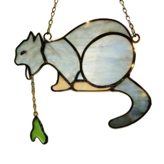 Vomiting Cat Sun Catcher for Windows Funny Vomiting Cat Sun Catcher Handmade Indoor Outdoor Hanging Decoration Gift for Cat Lovers