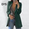Women Suit Coat Lapel Long Sleeve Open Front Suit Jacket with Pockets Slim Fit Solid Color Business Office Lady Outwear