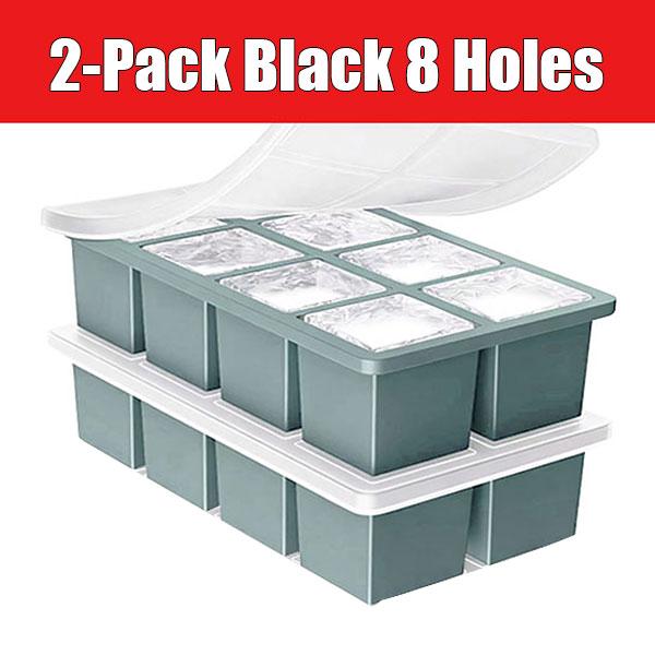 2er-Pack Quadratische Große Eiswürfelform Silikon-Eiswürfelbehälter mit Deckel Einfach zu lösende Eiswürfelform für Whiskey Cocktails Gefrierschrank