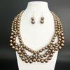 Versatile glass imitation pearl necklace, earrings, cover chain, small fragrant style, court retro temperament, high-end accessories for women