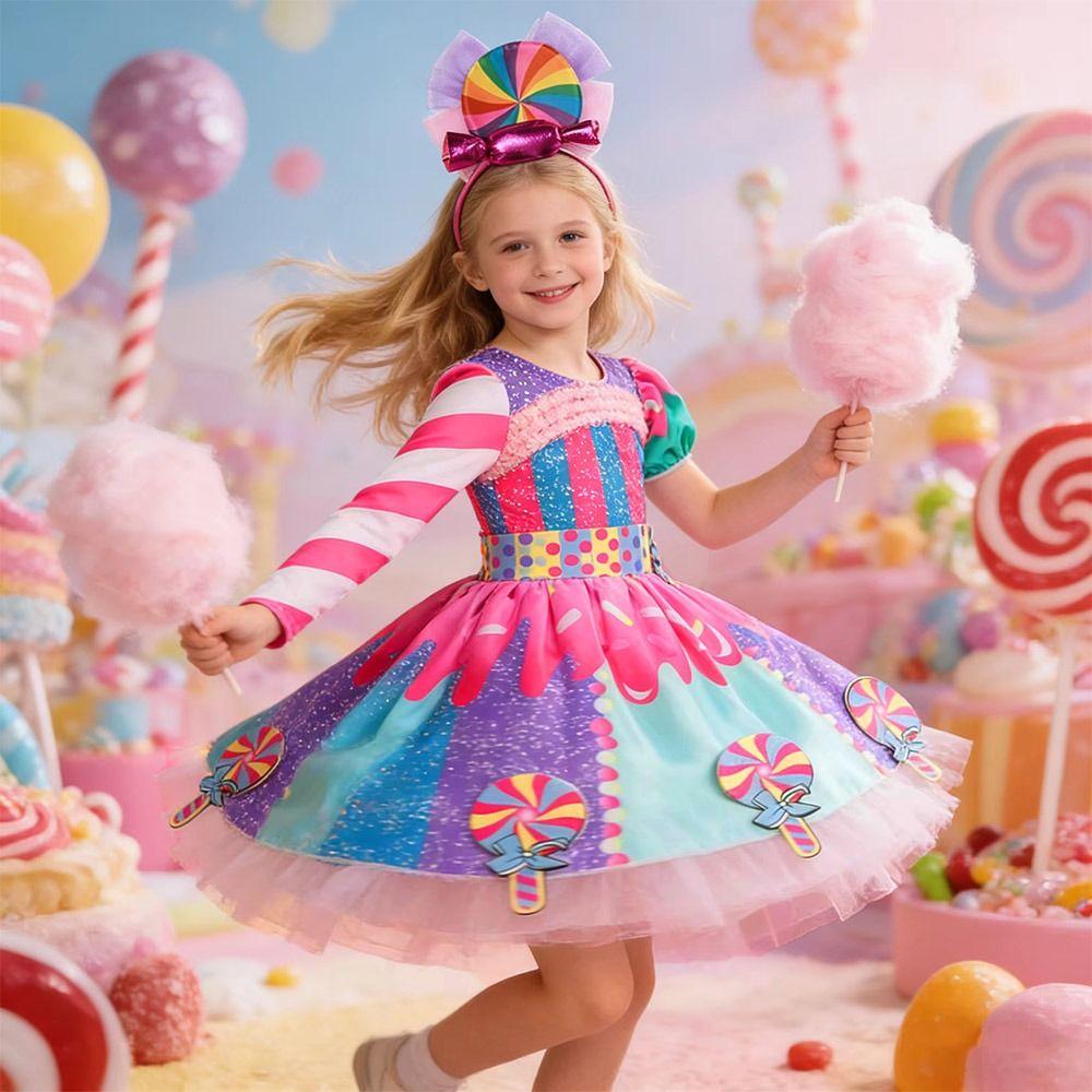 Cosplay Children's Candy Dress With Candy Hat Cosplay Costume Fashion Prom Costume Kids
