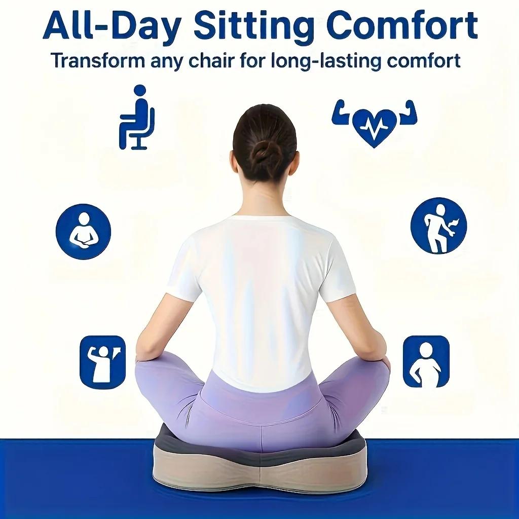 1pc Memory Foam Seat Cushion Ergonomic Sitting Pad with Center Groove Ideal for Long Sitting in Office Home Car or Desk Chair