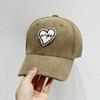 Corduroy Heart Baseball Cap With Sun Protection And Warmth For Casual Women
