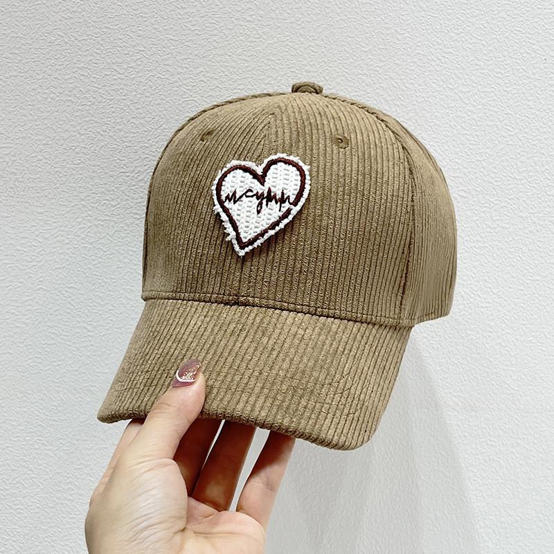 Corduroy Heart Baseball Cap With Sun Protection And Warmth For Casual Women