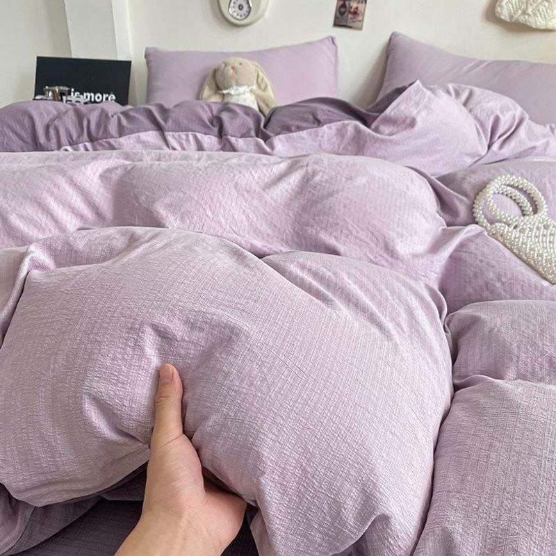 Cream Style Double-Layer Soft Yarn Duvet Cover Set for Double Beds - Ideal for Dorms and Homes