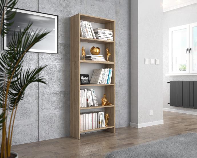 Sonoma Oak Office Bookcase 60 CM 5 Shelves Loft Toy Shelf