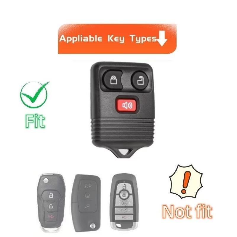 Car Key Fob Cover With Keychain Lanyard For Ford 1998- F-150 F-250 F-350, Mazda, Mercury, Lincoln Remote Smart Key Protector