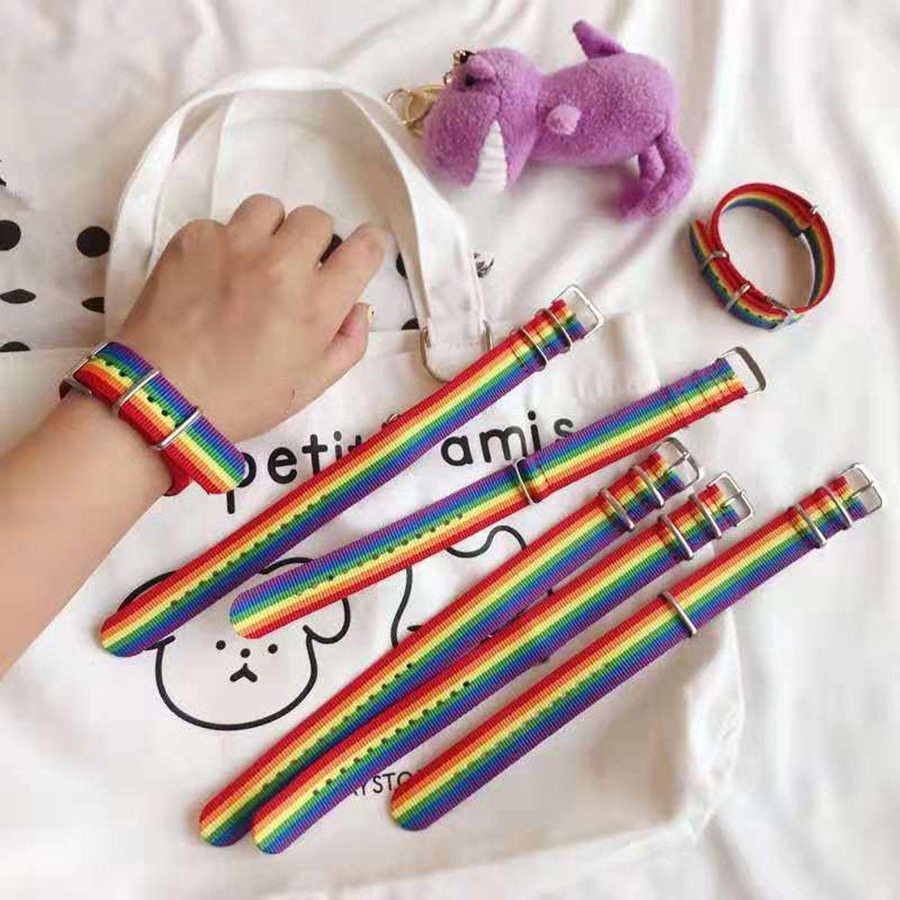 

Striped Rainbow Hand Rope Canvas Rainbow Wrist Band Charm Rainbow Bracelet Female