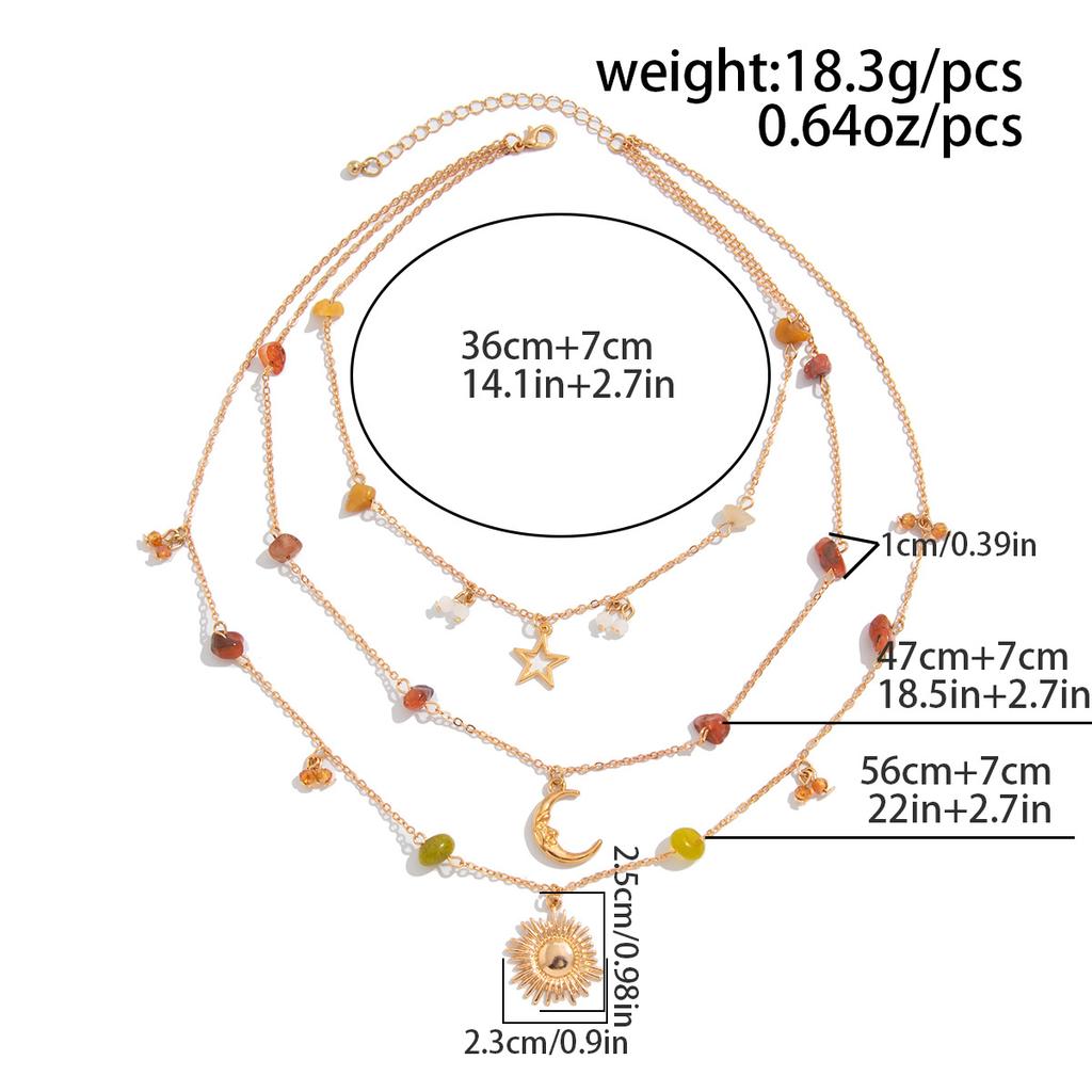 Bohemian Niche Crushed Stone Beaded Necklaces Vintage Chain Tassel Collarbone Choker Necklace Set Multilayer Retro Daily Women's Jewelry