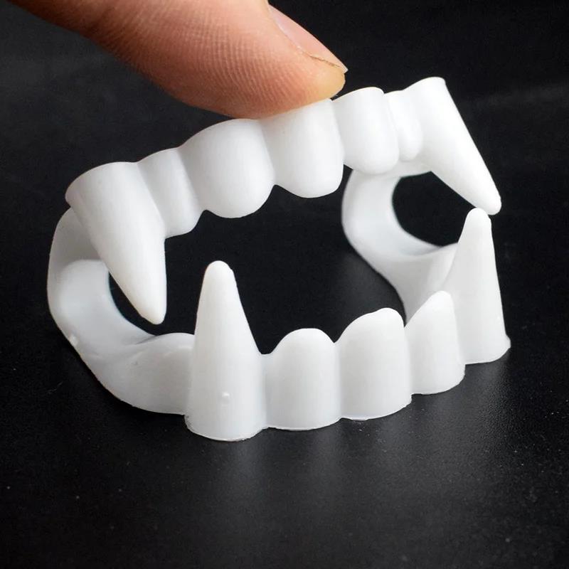 1/10Pcs Halloween Vampire Denture Luminous Fake Teeth Dress Up Props Horror Zombie Teeth Grim Reaper Braces Glow Party Supplies 5