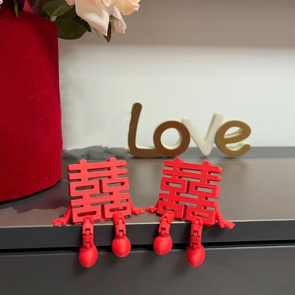 1/2Pcs Traditional Chinese Wedding Decorations Double Happiness Ornaments Bridal Room Decor