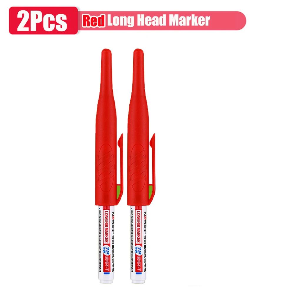 1-8pcs 32mm Long Head Markers Pen Multi-purpose for Woodworking Tile Decoration Deep Hole Marker Pens Red/Black/Blue/Green Ink