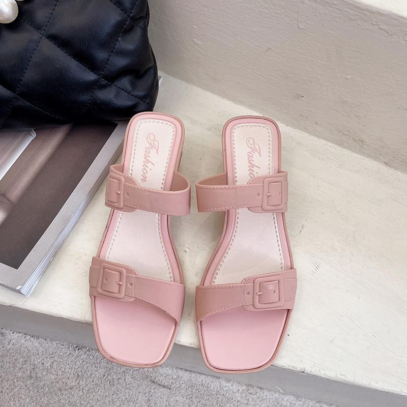 2025 trendige neue Hausschuhe Damen Sommer Mode dicker Absatz Hausschuhe Koreanische Version Temperament Mädchen hoher Absatz coole Hausschuhe Außenbekleidung