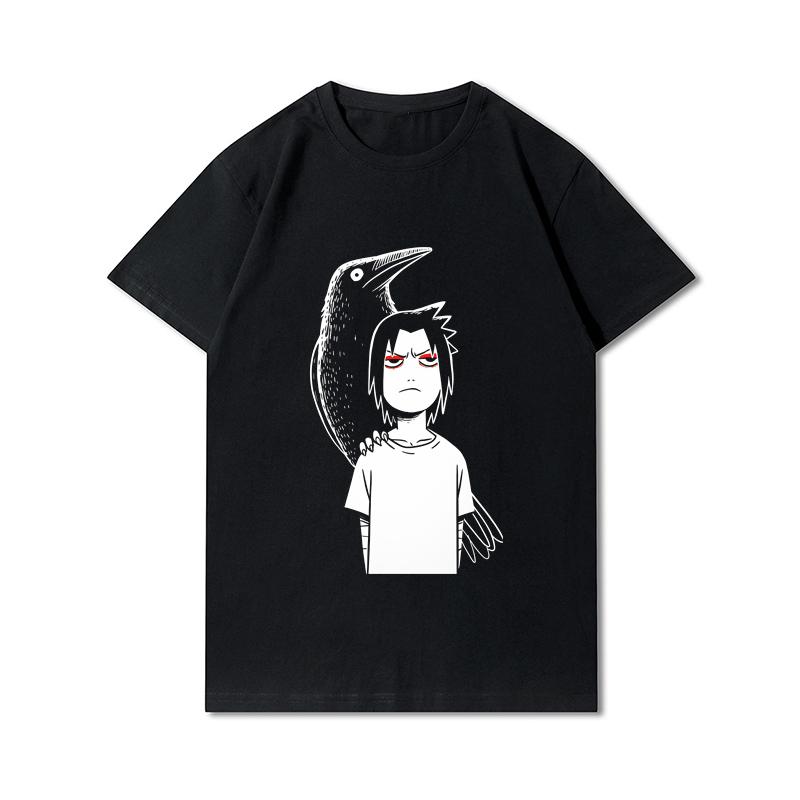 S-3XL Anime Naruto Summer Men s Clothes Printed Summer Blouse T-Shirts Men s Tee Fashion Tops S чёрный