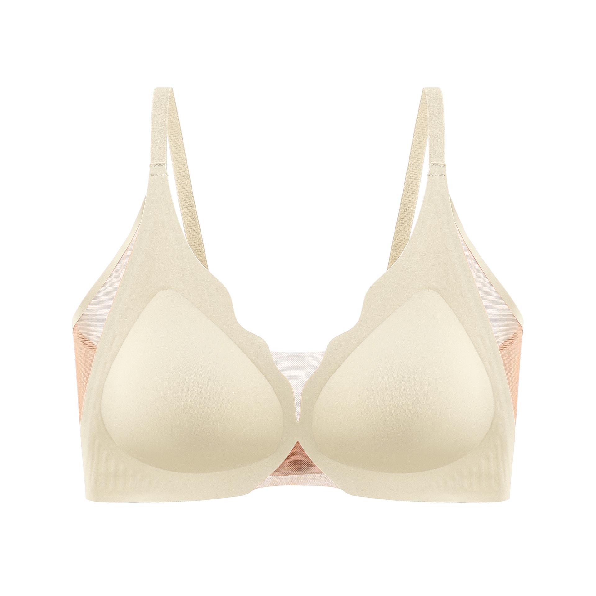 

Invisible Bra Women s Mesh Fabric Breathable Gathering Underwear Seamless Bra Push Up Bra S білий