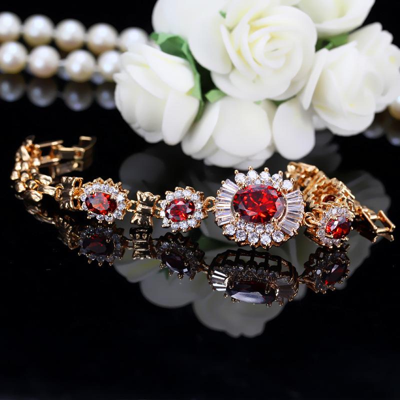 Jewelry, Eco-Friendly Copper Electroplated Real Gold Zircon Bracelet.