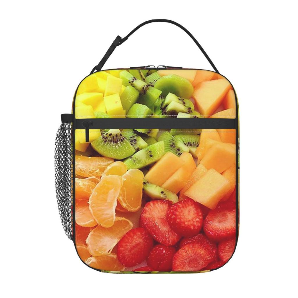 Kiwi Mango Orange Strawberry Fruit Pattern Insulated Lunch Bag for Women Kids Portable Food Boxes Thermal Lunch Box Tote