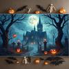 Feiertagsdekoration Mondnacht Halloween-Banner Süßes oder Saures Banner Dunkelblaue Farbe Gruseliges Banner Für Community-Event Themenbezogen