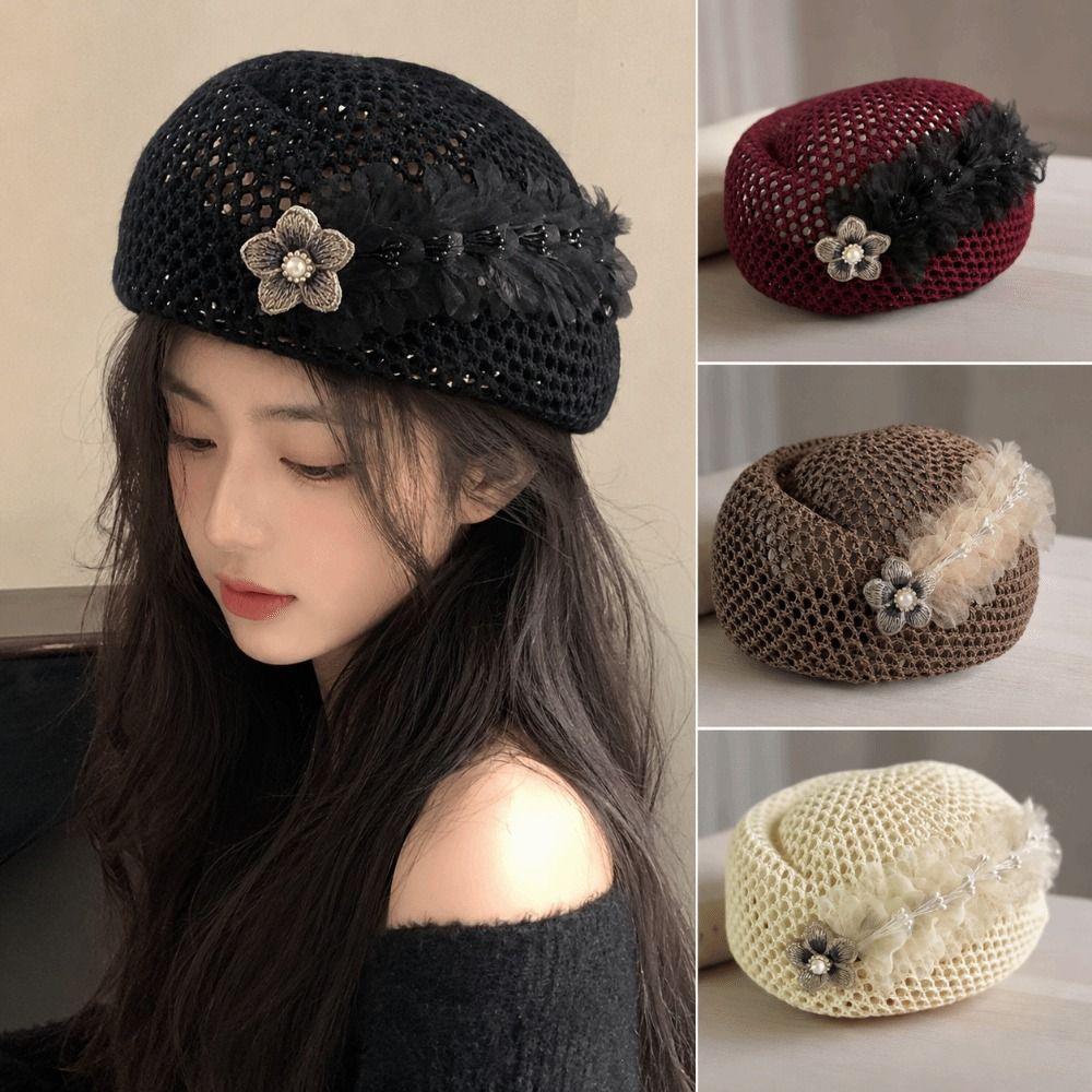 Versatile Beret Hat Hollow-Out Painter Hat Fashion Artist Hat  for Women