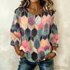Blusa da Donna Casual con Stampa Floreale, Girocollo, Manica a Tre Quarti, Lino e Cotone, Top Leggero e Comodo per l'Uso Quotidiano