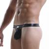 Men Sexy Underwear Bare Buttocks  Leather Underpants Pouch Thong G-String