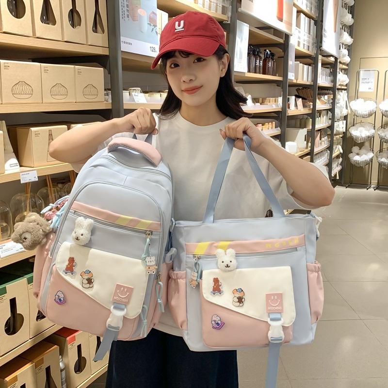 

College Style Junior High School Students Lightweight Backpack Cute Contrasting Color Elementary School Students Backpack