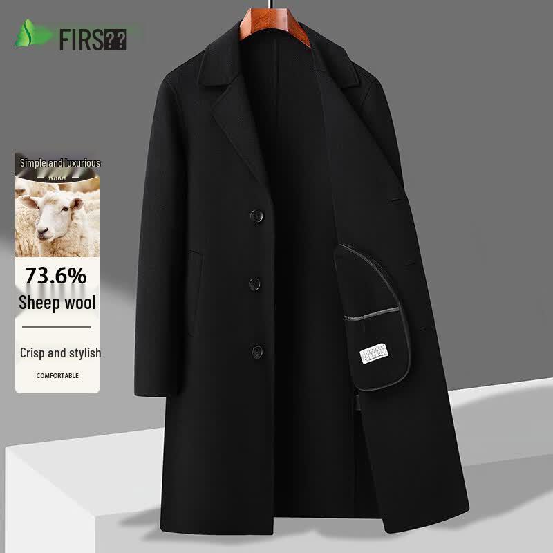 Shanshan Men s Long Merino Wool Blend Overcoat 2XL