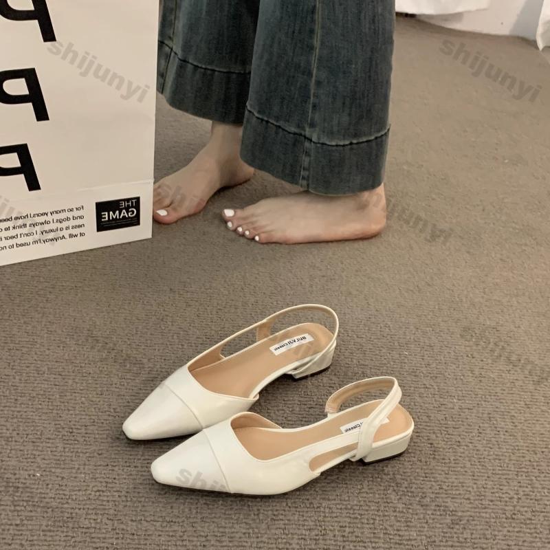 Women Low Heel Pointed Toe Sandals Pointed Toe Flats Mary Jane Shoes Female Summer New Strap Sandals Woman Casual Single Shoes
