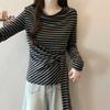 Korean Style One-Shoulder Long-Sleeve Knit Top for Autumn