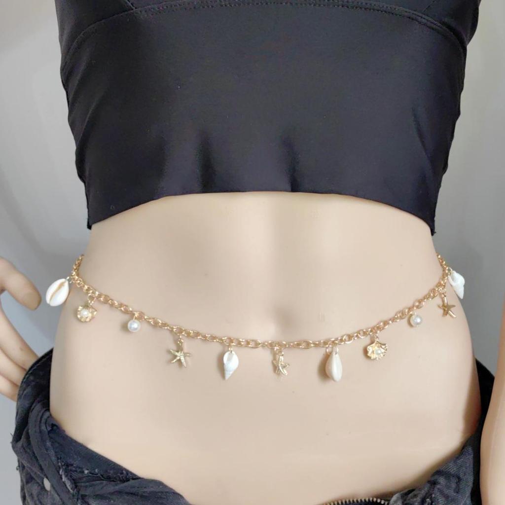 European & American Beach Resort Pearl and Starfish Waist & Body Chain