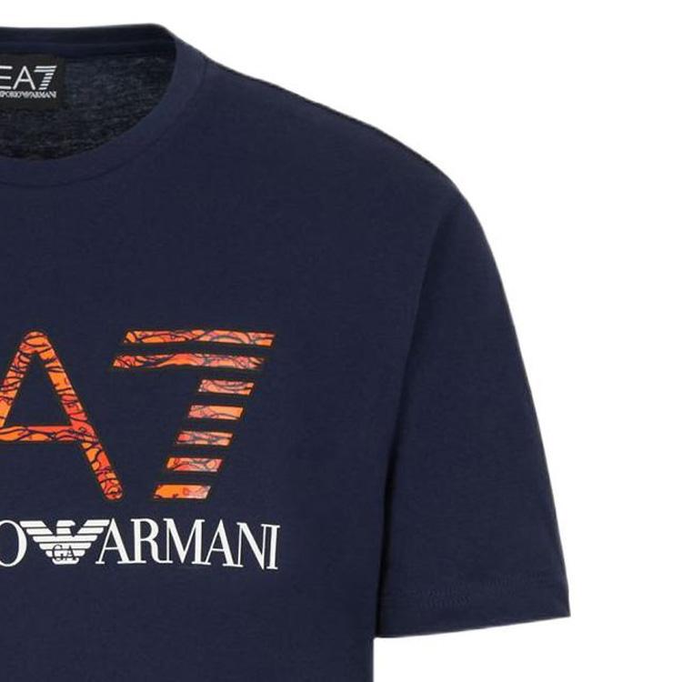 Emporio Armani Ss22 Cotton Solid Color Letter Logo Printed Short Sleeve T-Shirt Men T-Shirts Navy-Blue 3LPT54-PJ02Z-1554