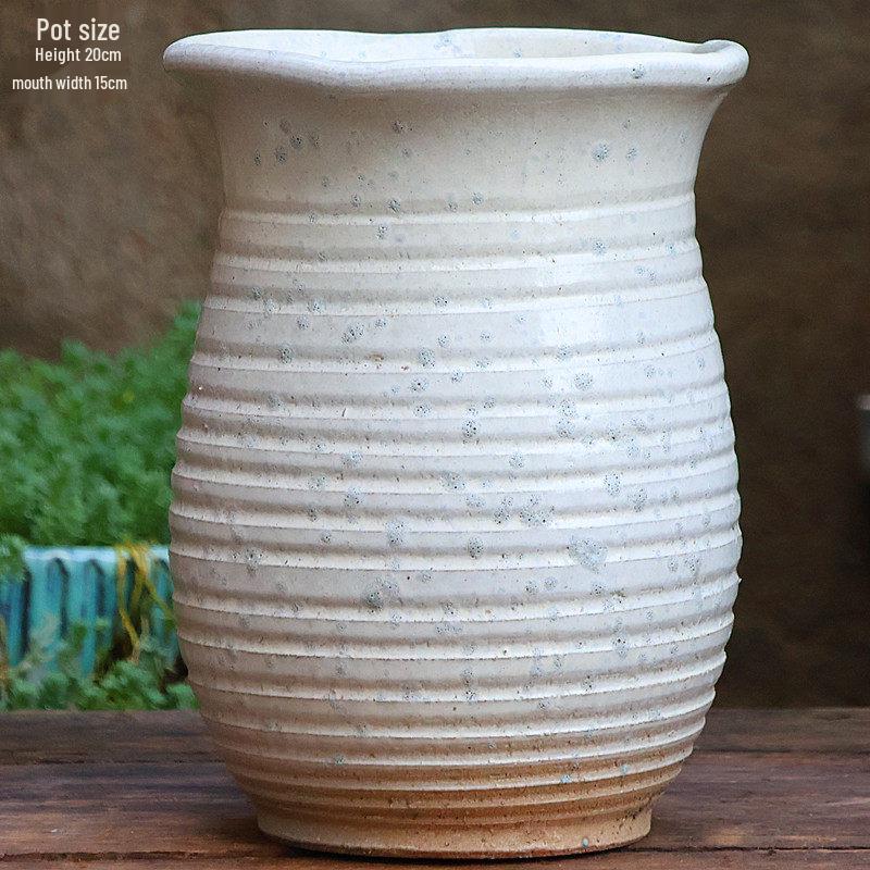 Handmade Large Coarse Pottery Succulent Flower Pot – Round Purple Sand Ceramic Planter