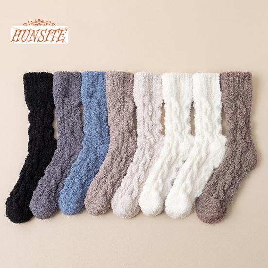 1 pereche de șosete de iarnă pentru bărbați, tub mijlociu, lână coral, îngroșate, calde, moi, elastice, anti-alunecare, fără miros, absorbție a transpirației, culoare solidă, șosete sport