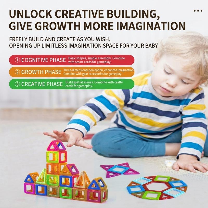 Magnetic Tile Constructor, 30 Pieces, 4 Shapes, Multi‑colored, Educational Toy for Children, Storage Box, Wheels and Instructions As a Gift.