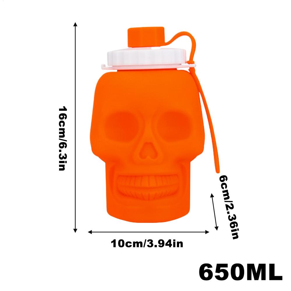 Silicone Water Bottle Halloween Gothic Water Bottle 650ml Leakproof Cups For Fitness Backpacking Hiking Running Cycling Outdoor