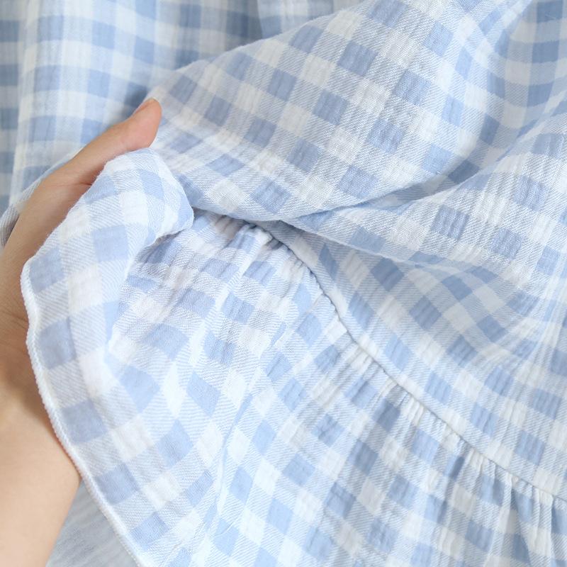 Damen Sommer Baumwollgarn Reine Baumwolle Dünn Träger Nachthemd Locker Mittellang Süß und Lieblich Langes Hauskleid Sexy