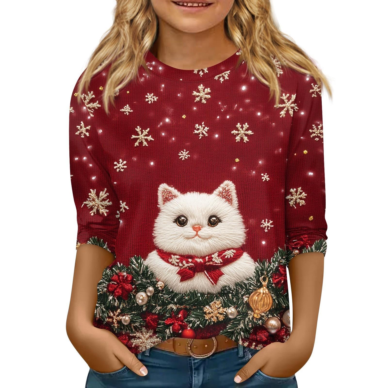 

Детская футболка с рукавом 3/4, повседневная футболка с принтом, круглый вырез, блузка-пуловер 150 зелёный