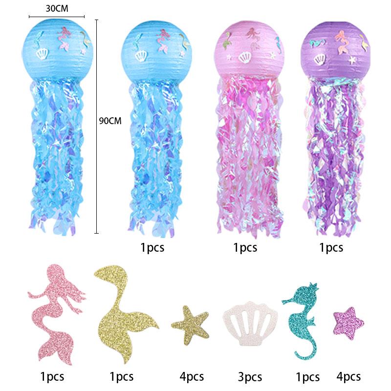 Happy Birthday Banner Mermaid Party Decor Mermaid Tail Shell Bunting Garland Girl First Birthday Party Decoration Baby Shower