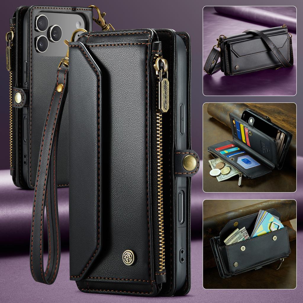 Crossbody Phone Case for iPhone 17 Pro Max Air 16 Plus 17E 16E 15 14 13 12 Mini 11 X Xs Max XR Card Holder Wallet Leather Cover