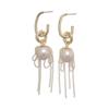 European and American tassel long pearl earrings light luxury high-end stud earrings temperament cold wind trend retro earrings