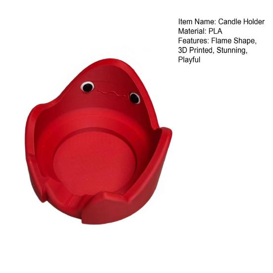 3D Printed Flame Shape Candle Holder, Cute Flame Electric Candle Stand, Fake LED Tealight Holder for Fireplace Table Centerpiece