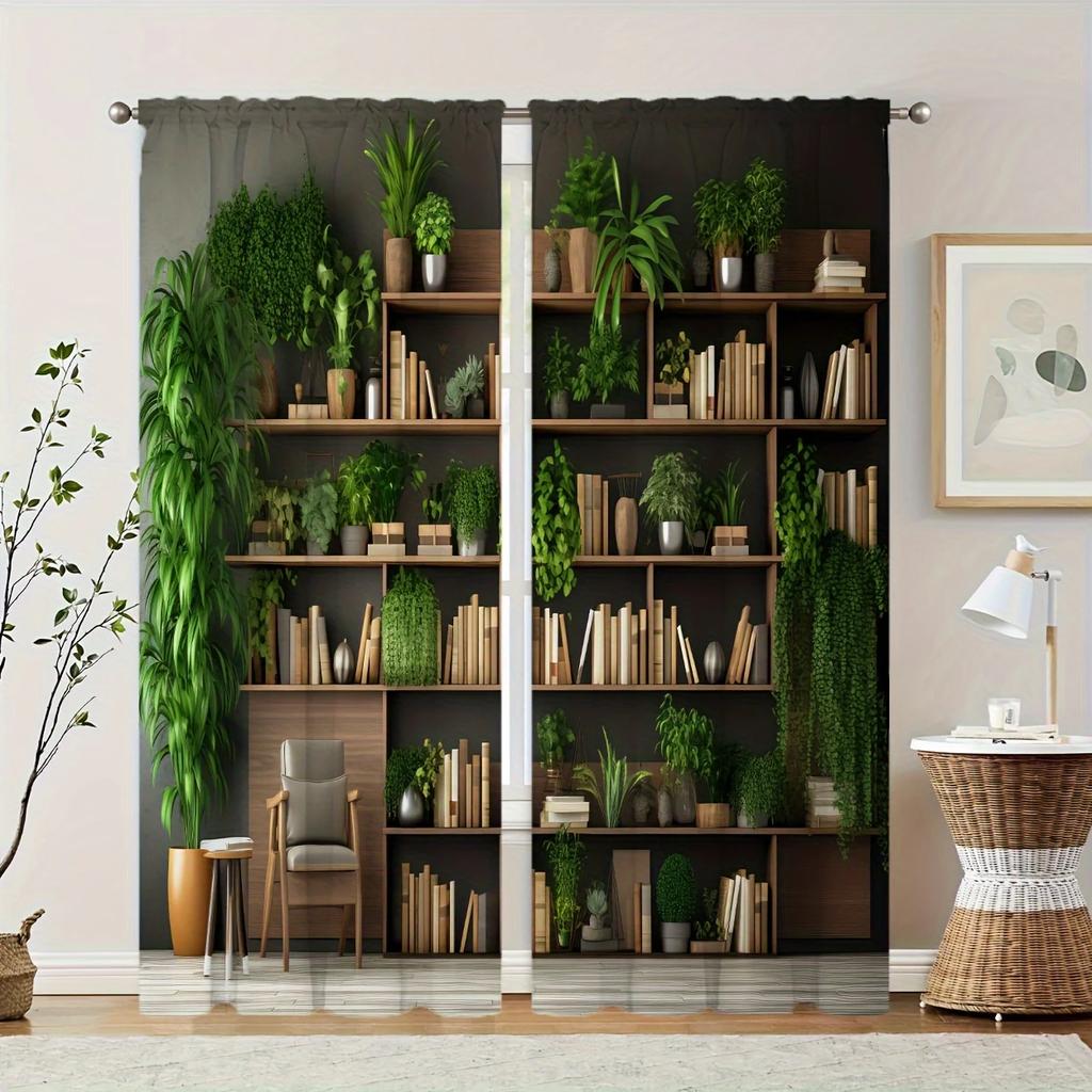 Bücherregal-Topfpflanzen - bedruckte Vorhänge, Heimdekoration, Raumdekoration