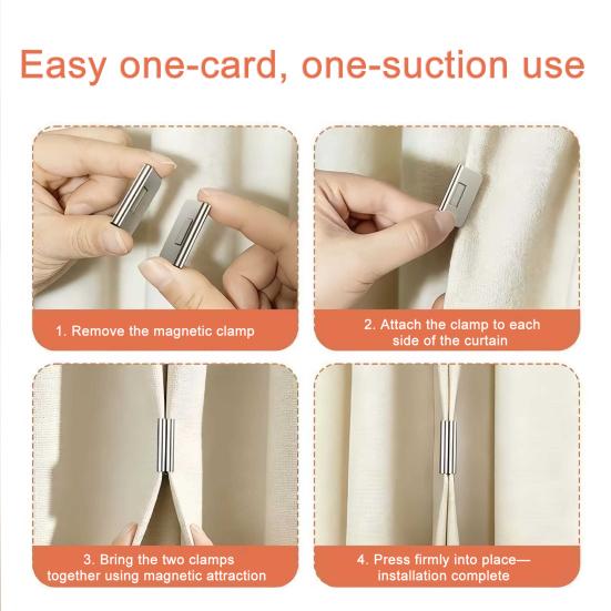 Curtain Magnets for Closure, Detachable Metal Curtain Magnets, Magnetic Curtain Clips, Hold Curtains Closed for Blackout Curtains Drapes Shower Liners
