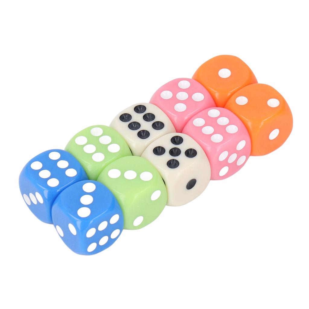 30PCS Colored Dice Set Plastic 6 Sided Standard Game Dice for Kids Classroom Math Learning White Blue Orange Pink Green