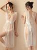 Hot Sexy Lingerie For Women Nightdress Erotic Costumes Lace Transparent Sleepwear Deep V Crotchless Nightwear Teddy Homewear